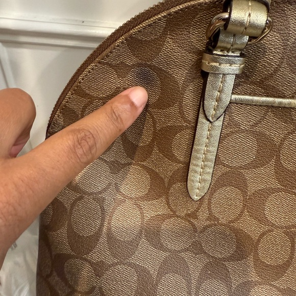 Coach Brown and Gold Peyton Signature Monogram coated canvas Women's Bag - Picture 6 of 9